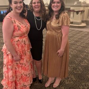 Metallic rose gold midi dress